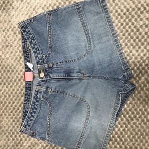 Mid wash denim shorts